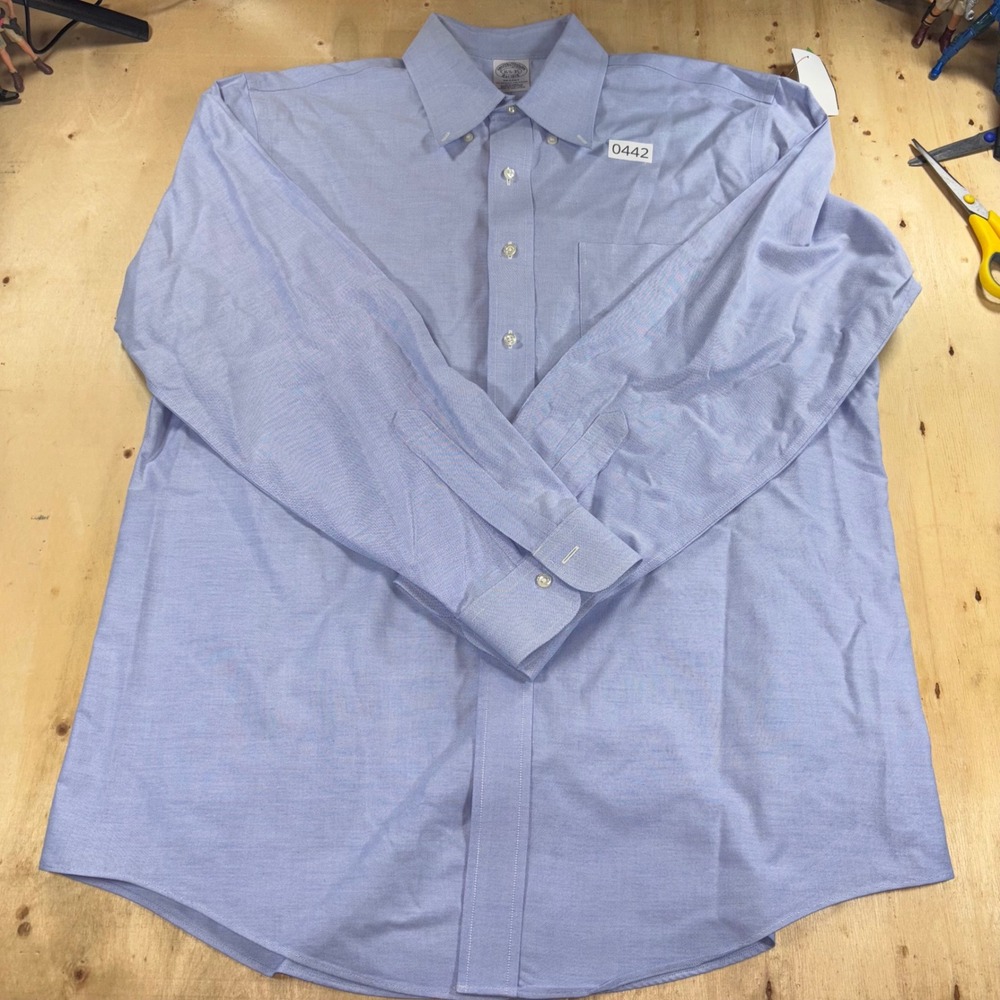 Brooks Brothers Regent Mens 16.5 35 Blue Non Iron Supima Cotton Oxford Shirt
